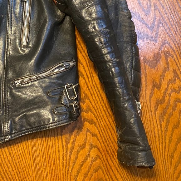 Vintage Moto Cuir Leather Jacket w/ Road Rash - Picture 2 of 14